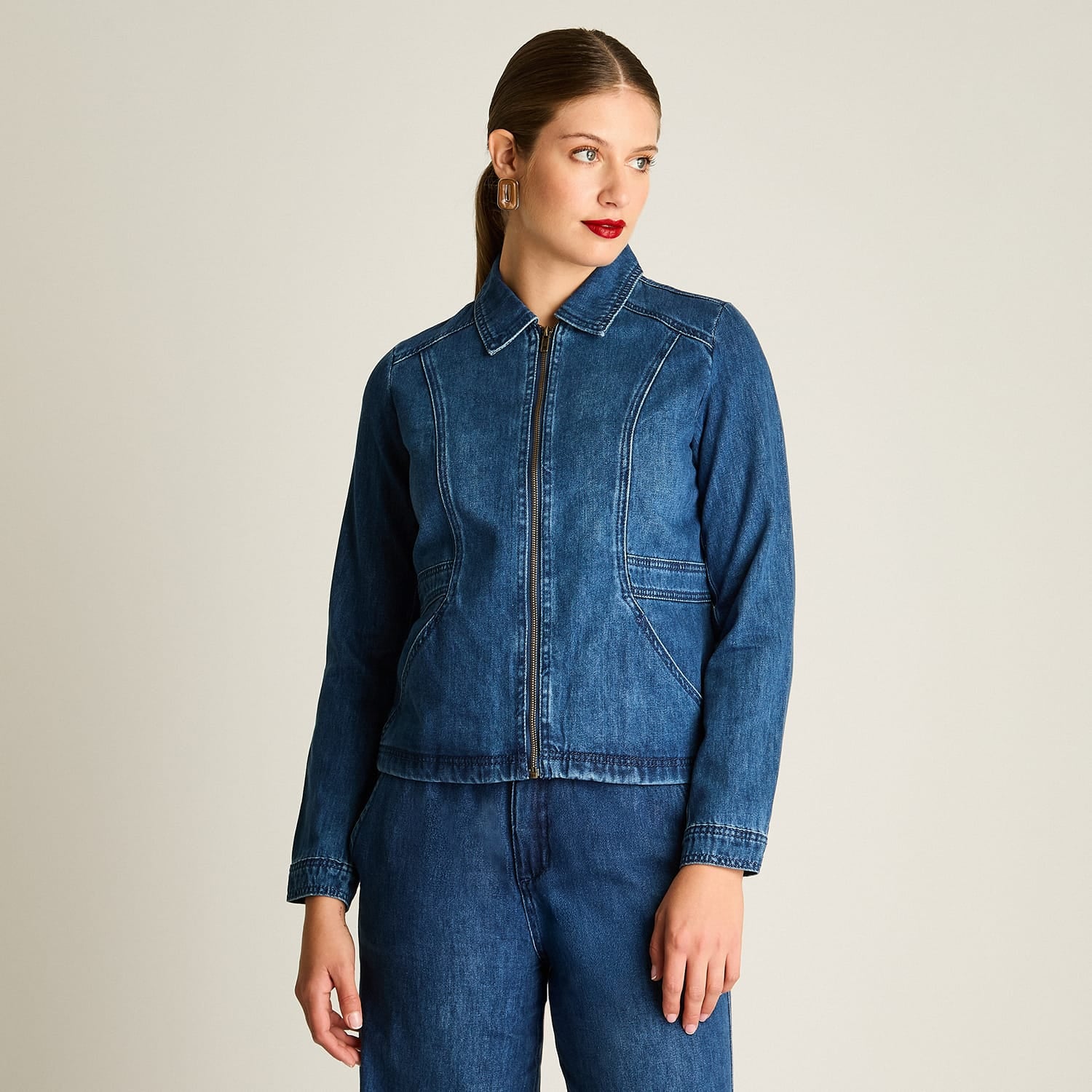 Chaqueta Azul Denim Bolsillos - Lorenzo di Pontti